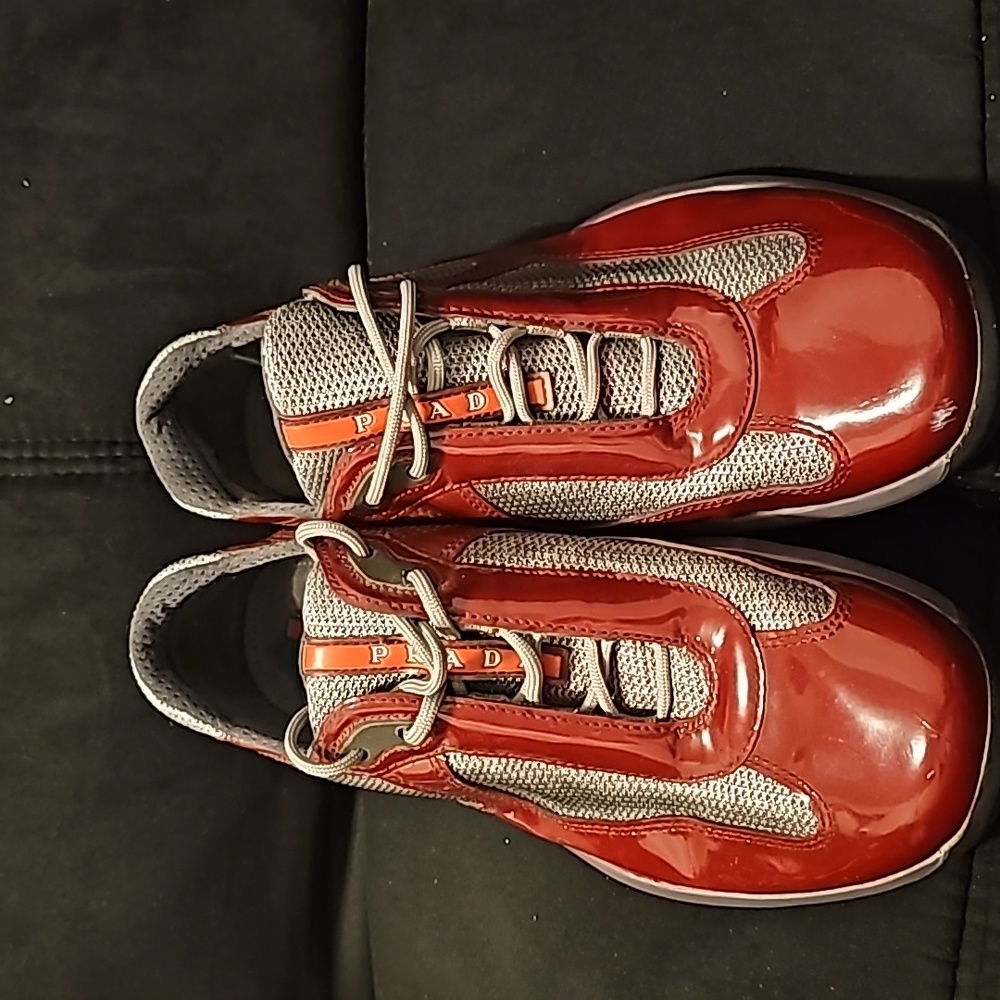 Women's Prada Americas Cup Sneakers Burgundy and Gray